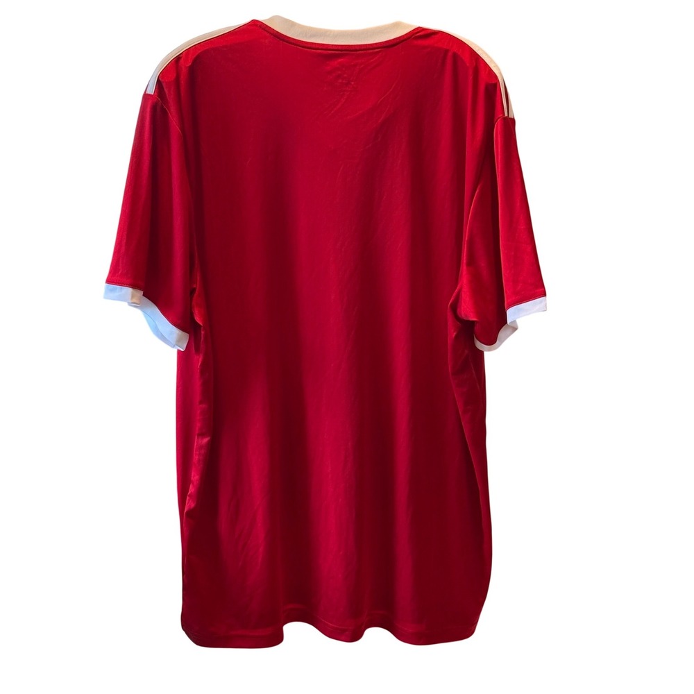 Adidas Climalite Mens Soccer Jersey Red White V-Neck Short Sleeve 2XL - Picture 2 of 6